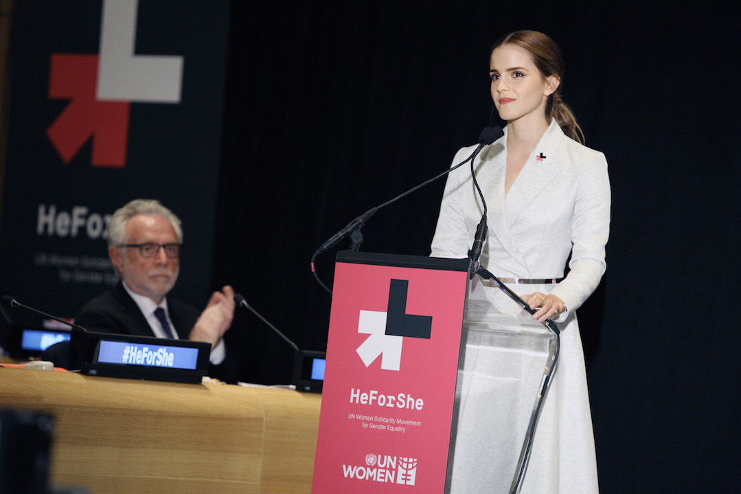 Emma Watson ante la ONU, 2014, en su discurso de presentación de la campaña HeForShe