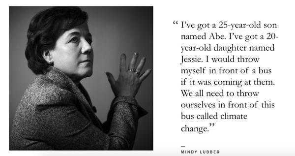 Mindy Lubber retratada por Inez&Vinoodh para el reportaje Climate Warriors publicado, en 2015, en la revista norteamericana VOGUE.