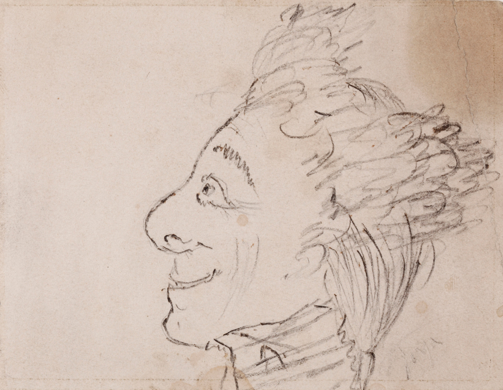 Caricatura masculina de Rosario Weiss y Francisco de Goya. Dibujo de formación, 1821-1824. Museo Lázaro Galdiano